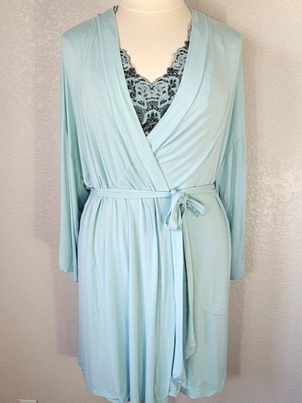 Soma L/XL Chemise & Robe Set Cool Nights Seafoam Green